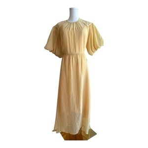 FFF34 Yellow flowy two peice maxi dress with slip dress under size small